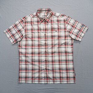 Kuhl Shirt Mens Large Red Tartan Plaid Button Lightweight Outdoor Hiking Utility